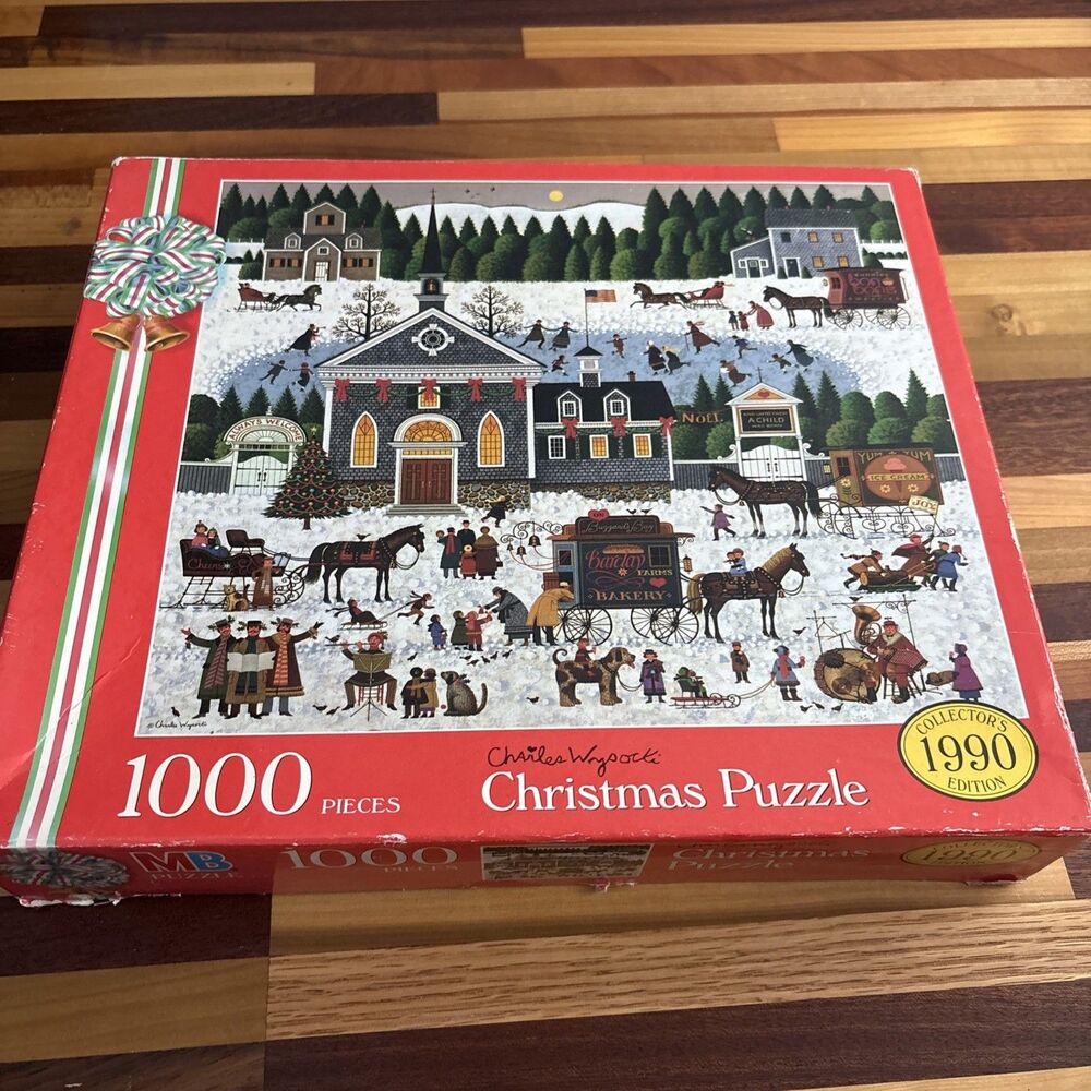 VINTAGE 1989 CHRISTMAS YARD 1000-PIECE PUZZLE COLLECTOR'S EDITION, WYSOCKI, USED